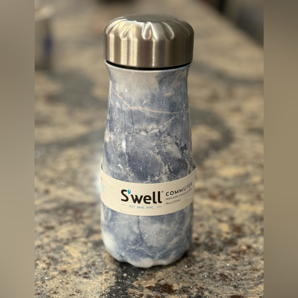 S'well Marbled Blue and White Insulated Bottle 16 oz.